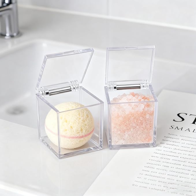 KissYou Acrylic Box with Lid Clear Square Cube Face Towel Storage Box Desk Organizers Aesthetic Hair Accessories Gift Box