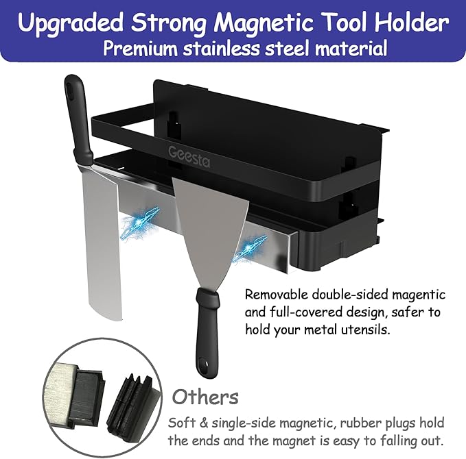 Geesta Upgraded Griddle Caddy for Blackstone 28"/36" Griddles/Weber Grill/Prep Cart, BBQ Grill Accessories Space Saver with Magnetic Tool Holder & Paper Towel Holder