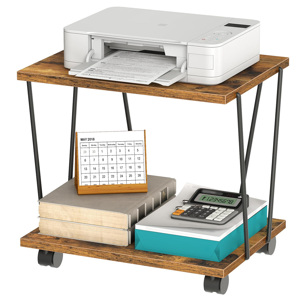 HOOBRO Tool-Free Assembly Printer Stand, 2-Tier Printer Table - Image 1