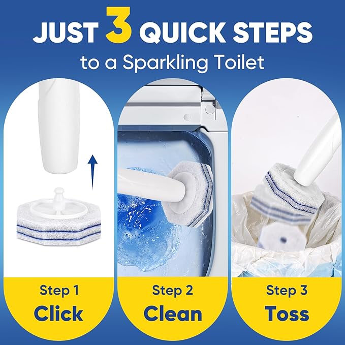 200Ct Aromative Toilet Brush Refills, Toilet Bowl Cleaner Refills, Double-Layer Cleaning Pads Added, Disposable Refill Heads for Toilet Bowl Cleaner Wands，Lemon, Blue Ocean, Lavender （Patented）
