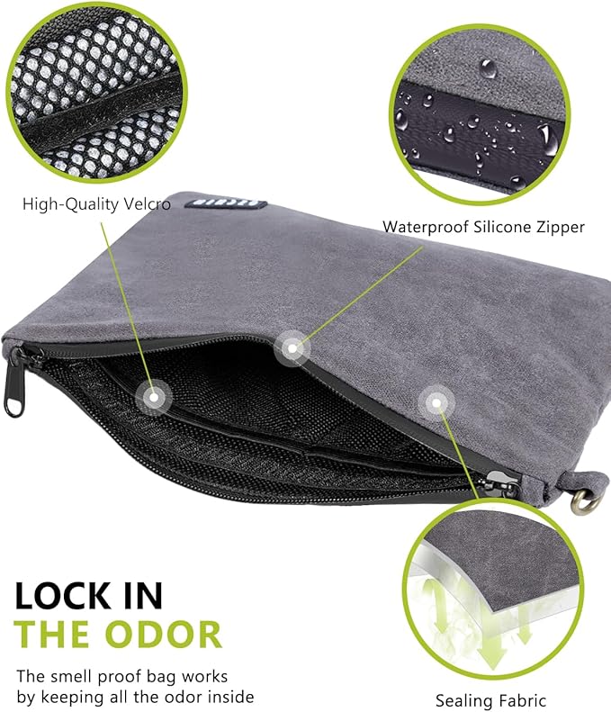 OZCHIN Smell Proof Bag Travel Storage Case Activated Charcoal Pouches Durable Odorless Medicine Organizer