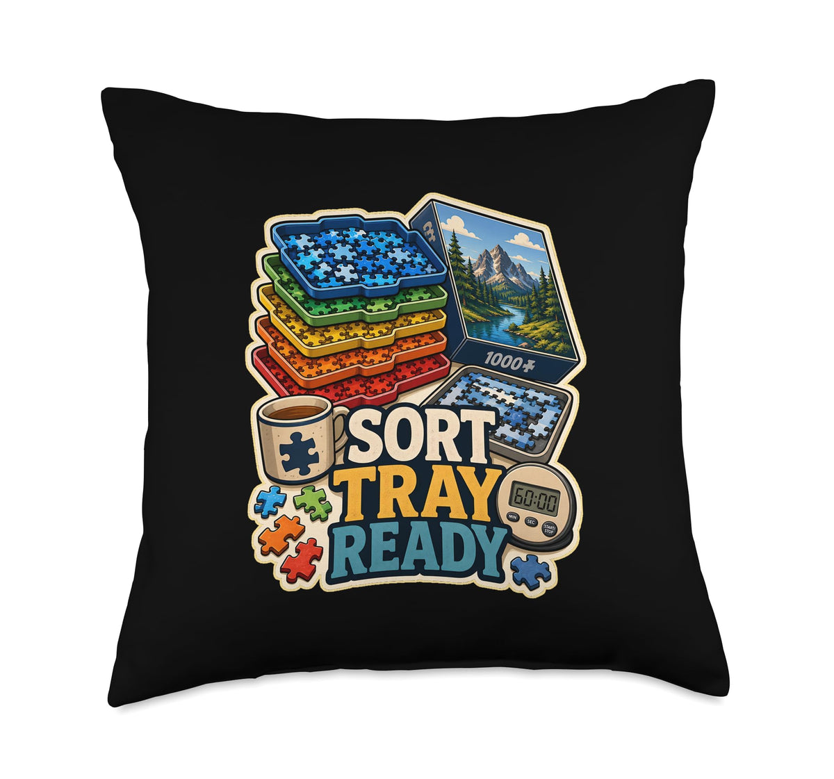 SORT Tray Ready Jigsaw Puzzle Sorting Throw Pillow - Image 1
