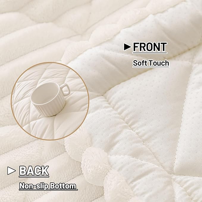 Smiry Pet Couch Cover for Dogs Washable, Non-Slip Fuzzy Couch Covers for 3 Cushion Sofa Pet Friendly, Soft Thick Furniture Protector Sofa Slipcover Mat for Dogs (White, 27.6" x 70.9")