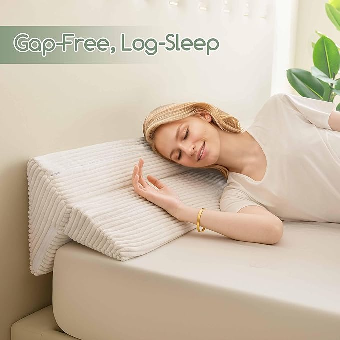 HIGOGOGO Full Size Wedge Pillow for Headboard Gap - Multi Functional Mattress Wedge Bed Gap Filler Close The Gap (0-7") Between Your Mattress and Headboard or Wall (Beige 54"x11"x9")