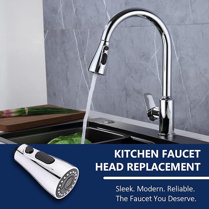 Kitchen Faucet Head Replacement Compatible with Moen 191004 – Durable ABS & Silicone Nozzle for Easy Installation and Limescale Prevention (Stainless Steel)