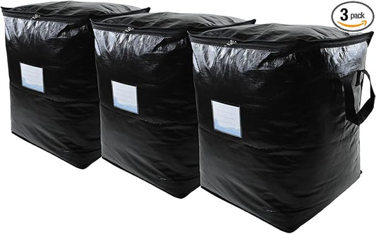 3 Pack 91L Storage Bags for Clothes, Moving Bags Heavy Duty Extra Large with Reinforced Handle, Storage Containers for Organizing Bedding, Blanket, Sheets, Pillows, Toys, Christmas Decorations