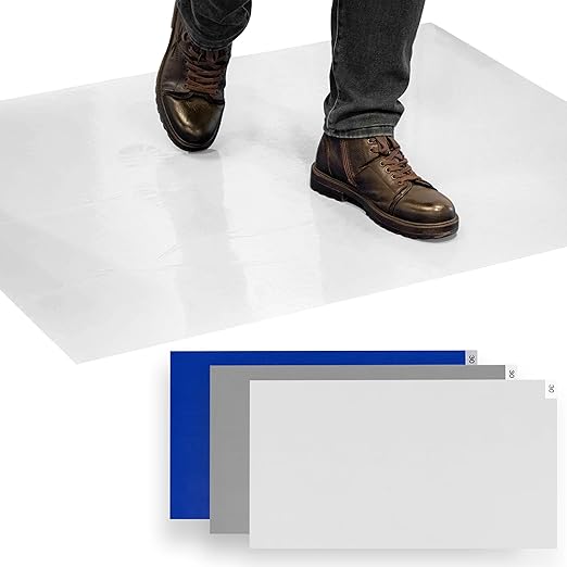 Sticky Mat - 36" x 45" - 120 White Sheets (Pack of 4 Mats - 30 Sheets per Mat) for Clean Rooms, Construction, Medical Facilities, Laboratories, Hospitals and Pets - Tacky Adhesive Mats