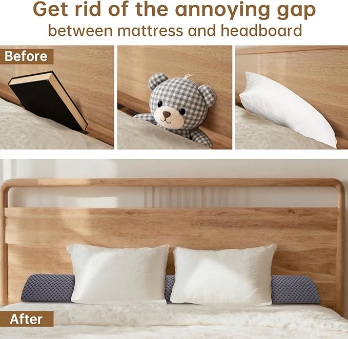 Full Size (54"x6"x8") Bed Wedge Pillow for Headboard Mattress Gap Filler (0-6") for College Dorm Sleeping, White