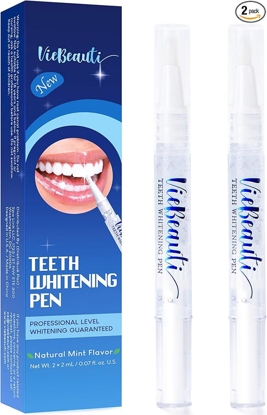 VieBeauti Teeth Whitening Pen (2 Pcs), 20+ Uses, Effective, Painless, No Sensitivity, Travel-Friendly, Easy to Use, Beautiful White Smile, Mint Flavor