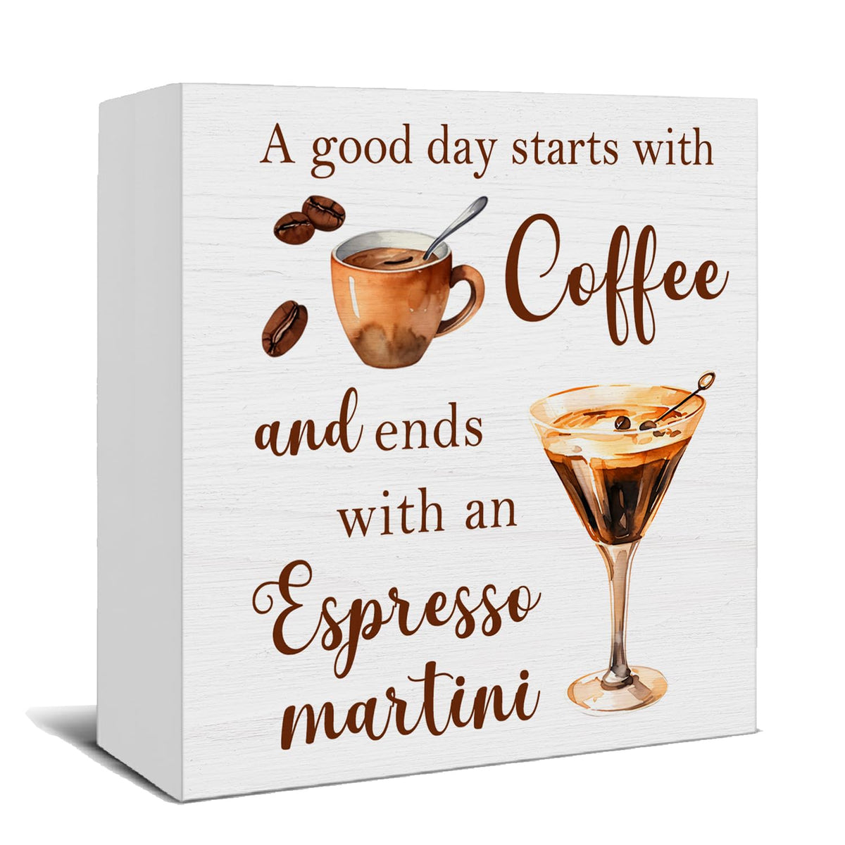 Espresso Martini Coffee Bar Wooden Box Sign, Gifts for Espresso - Image 1
