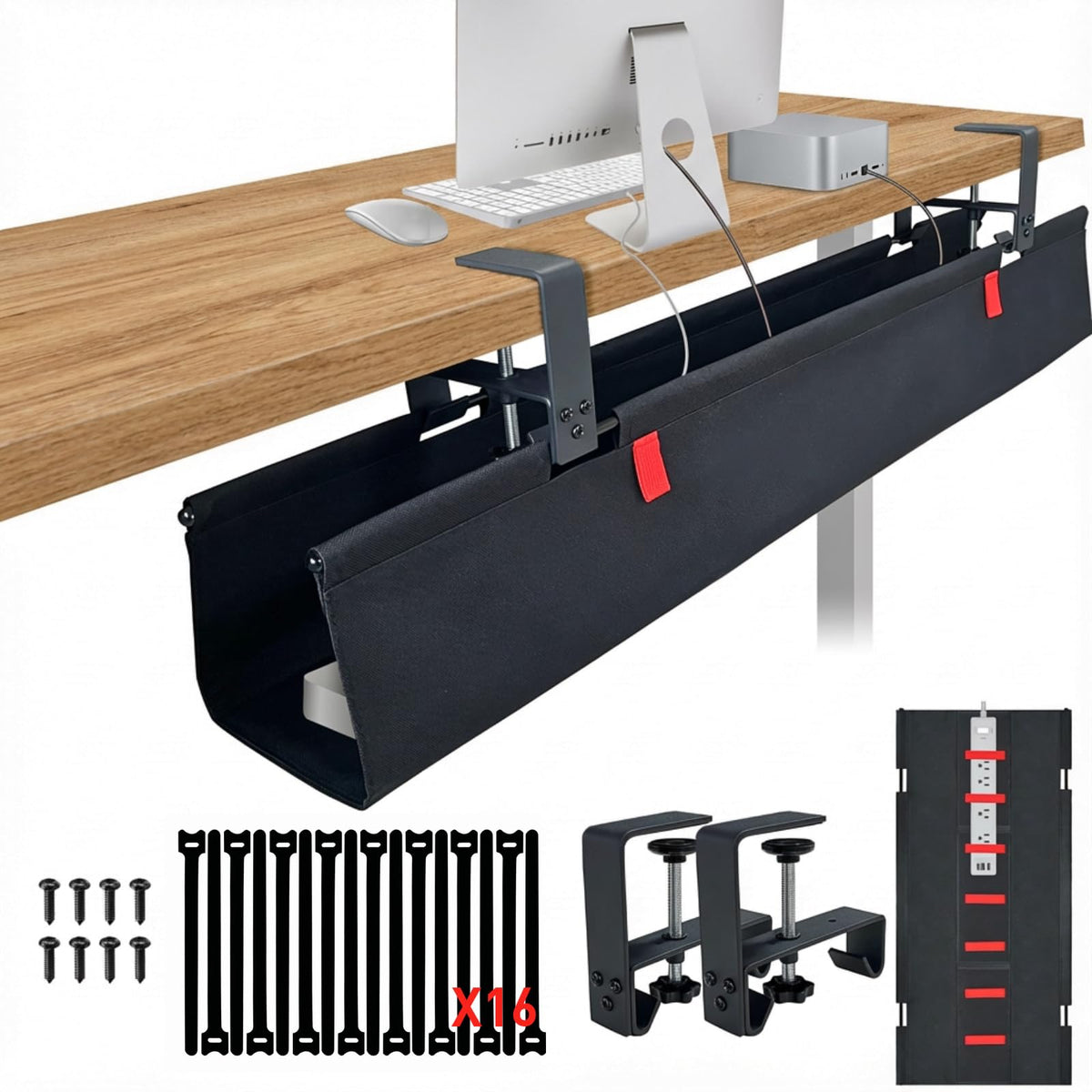 No Drill Under Desk Cable Management Tray, 36" Desk - Image 1
