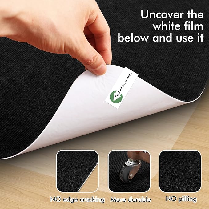 Recliner Pads for Hardwood Floors Non Skid, 35"x35" Furniture Pads Floor Mats for Carpet, Anti Slide Office Chair Mat for Floor Protector, Chairs Recliner Rug Non Slip Recliner Grippers (2 Pack-Black