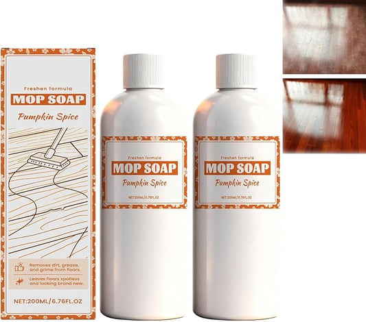 Pumpkin Spice Mop Soap, Floor Cleaner for Mopping, Brazilian Waves Mop Soap, Fall Scent Floor Cleaner, Multisurface Bathroom & Kitchen Mops Soaps, Concentrated Formula, for Wood and Tile (2)