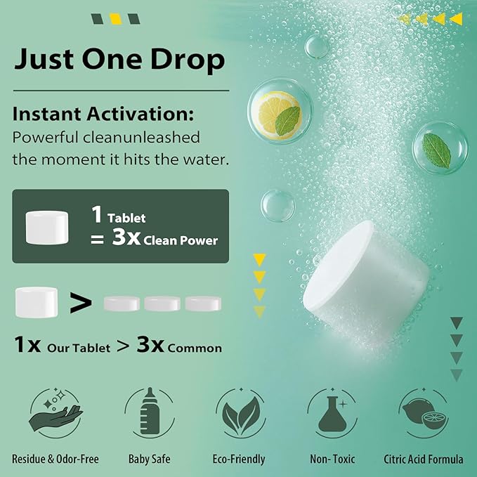 Descaling Tablets Descaler, 30 Count, Compatible with Momcozy, Baby Brezza Bottle Washer, Warmer, Sterilizer & Formula Maker, Descaler for Milk & Limescale Removal