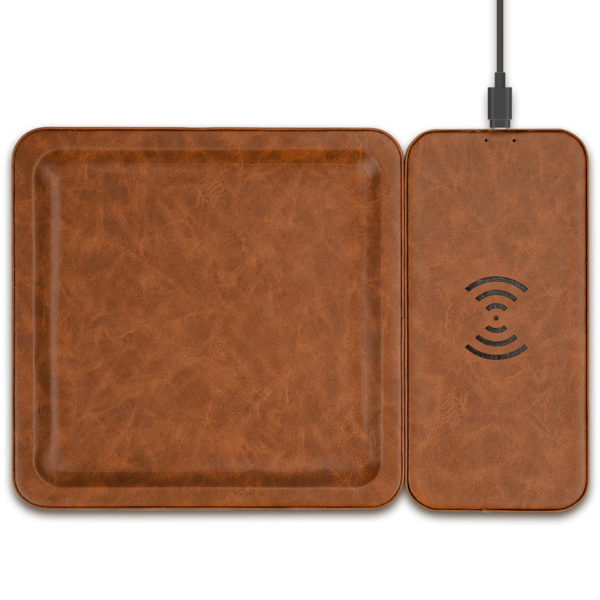 PU Leather Wireless Charging Station and Valet Tray, Gift for Men - Image 1