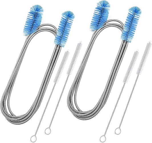 Flexible Drain Brush, 73 Inch Long Double Ended Hose Pipe Cleaners and 4 Pack 8 Inch Straw Cleaner Brush, Pipe Cleaner Brush for Cleaning, 2 Pack 73 Inch Long Tube Cleaning Brush