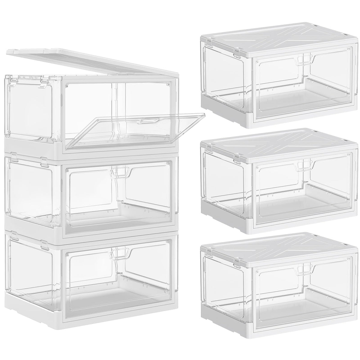 SNSLXH Clear Storage Bins with Lids, Stackable Storage Bins - Image 1