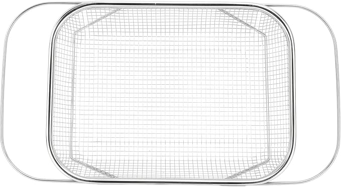 JTLB Over The Sink Colander Strainer Basket Stainless Steel for Kitchen Sink with Handles Fine Mesh Expandable Kitchen Essentials Rectangle (Silver)