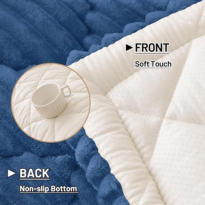 Smiry Pet Couch Cover for Dogs Washable, Non-Slip Fuzzy Couch Covers for 3 Cushion Sofa Pet Friendly, Soft Thick Furniture Protector Sofa Slipcover Mat for Dogs (Navy, 27.6" x 27.6")