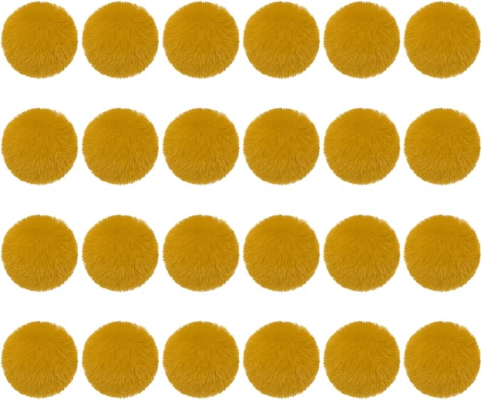 PATIKIL Faux Fur Pom Poms for Hats, 24 Pcs Fluffy Soft Fur Poms Balls with Elastic Loop for Keychain Knitting Hats DIY Scarves Gloves Bag Christmas, Ginger Yellow