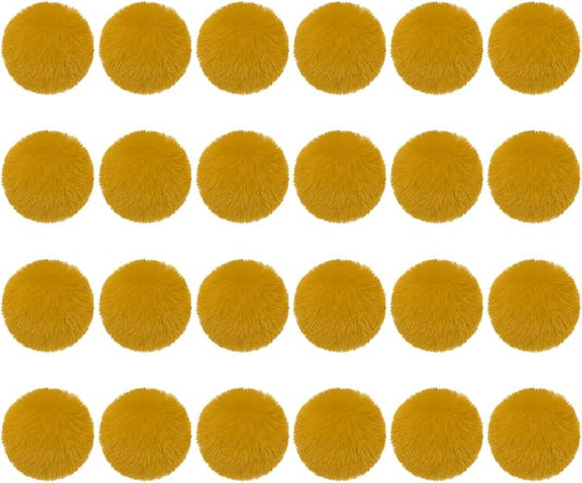 PATIKIL Faux Fur Pom Poms for Hats, 24 Pcs Fluffy Soft Fur Poms Balls with Elastic Loop for Keychain Knitting Hats DIY Scarves Gloves Bag Christmas, Ginger Yellow