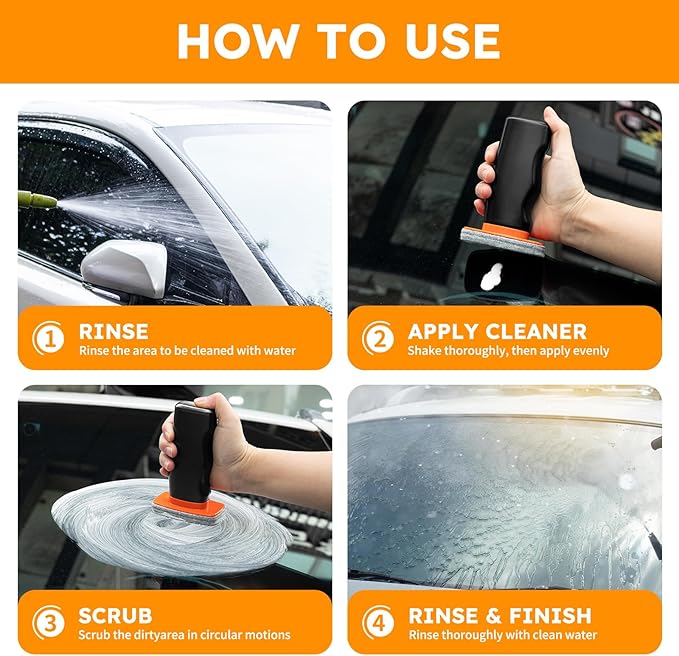 Glass Oil Film Remover for Car Windshield, Handheld Roll-On Glass Emulsion Cleaner with cleaning board, Removes Stubborn Oil Film & Grime for Improved Windshield Clarity for Safe Driving (3.38oz)