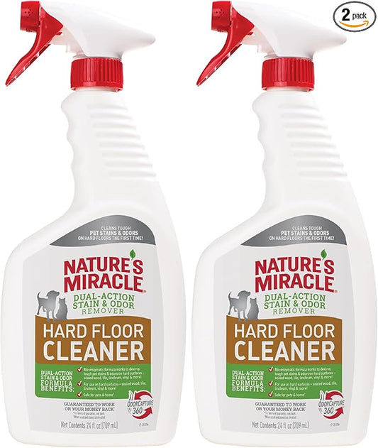 Nature's Miracle Hard Floor Cleaner,24 Ounces,Dual-Action Stain and Odor Remover Works to Remove Tough Pet Stains and Odors On Sealed Wood-and Hard Floor Surfaces,(Pack of 2)
