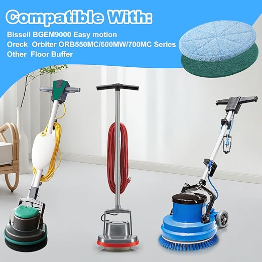 2 Pack 12" Microfiber Carpet Bonnet 437053, Mopping and Buffing Pad, Compatible with BGEM9000, ORB550MC Floor Machines, and Oreck Orbiter Pads
