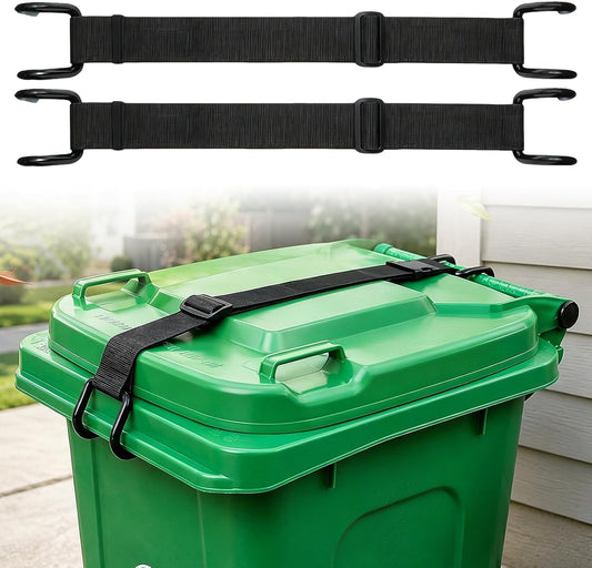 2 Pack Heavy Duty Trash Can Lock Strap, Non-Slip Double Claw - Image 1