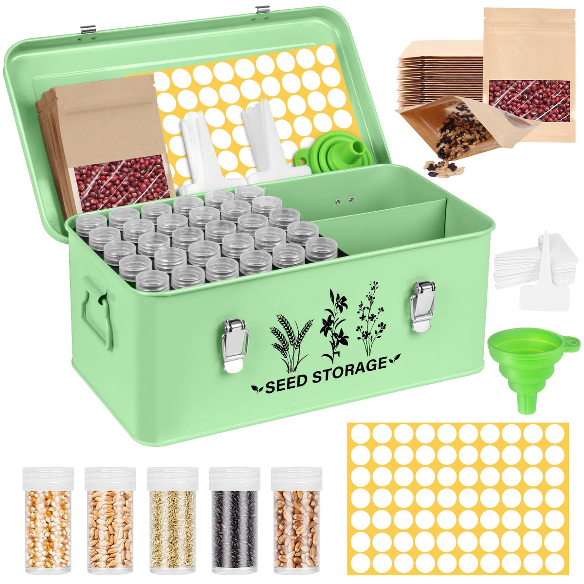 Seed Storage Box Organizer - Metal Garden Seed Storage - Image 1