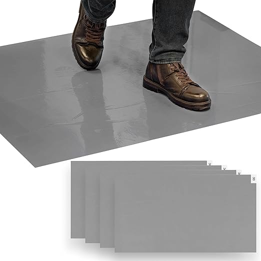 Sticky Mat - 24" x 36" - 120 Grey Sheets (Pack of 4 Mats - 30 Sheets per Mat) for Clean Rooms, Construction, Medical Facilities, Laboratories, Hospitals and Pets - Tacky Adhesive Mats