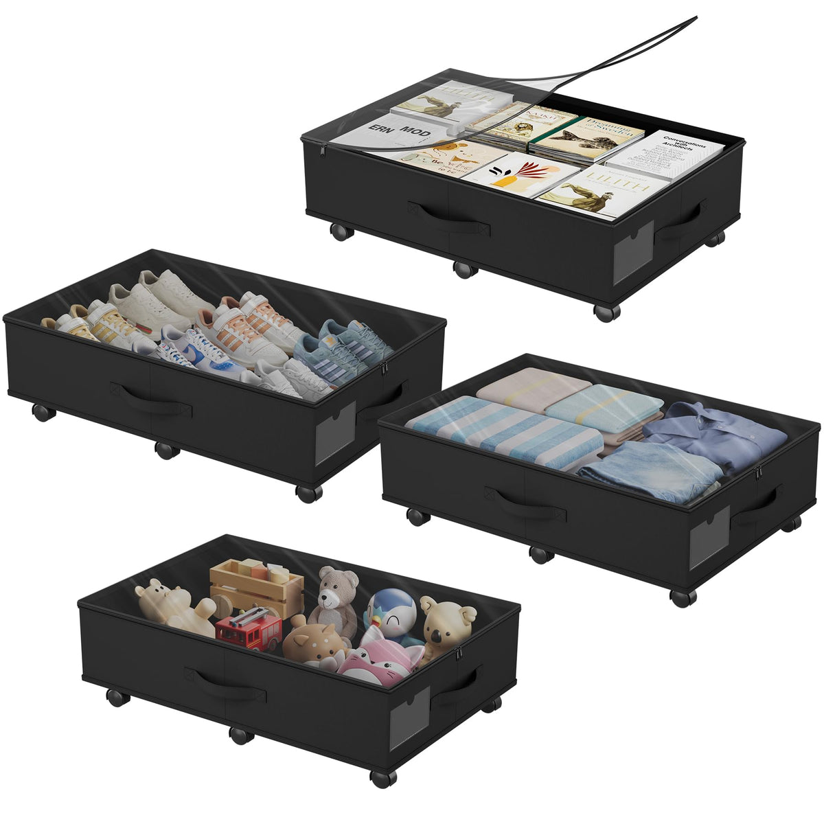 Babenest 4-Pack Under Bed Storage Organizer on 6 Wheels - Image 1