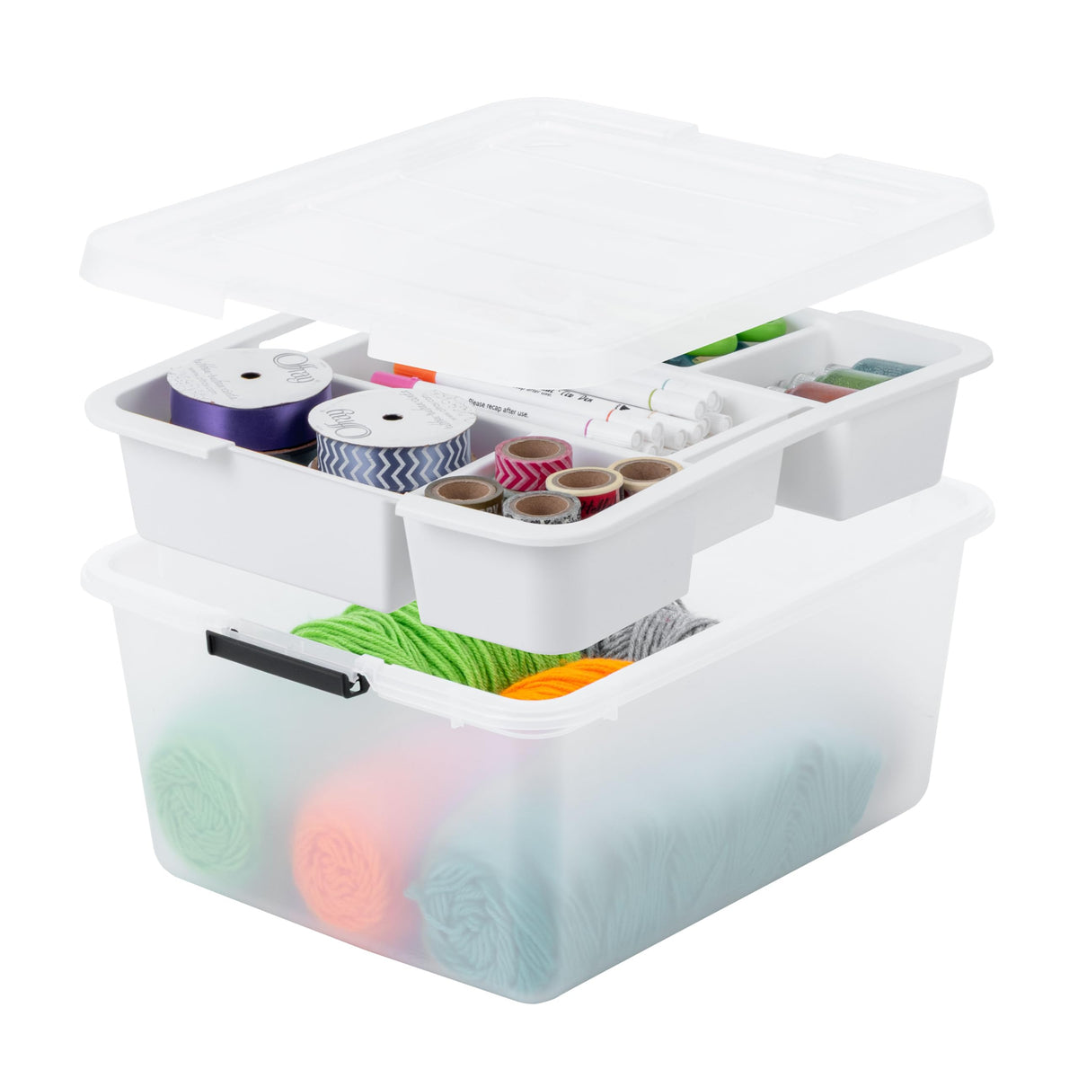 IRIS USA 18 Quart Craft Storage Organizer with Removable Tray - Image 1