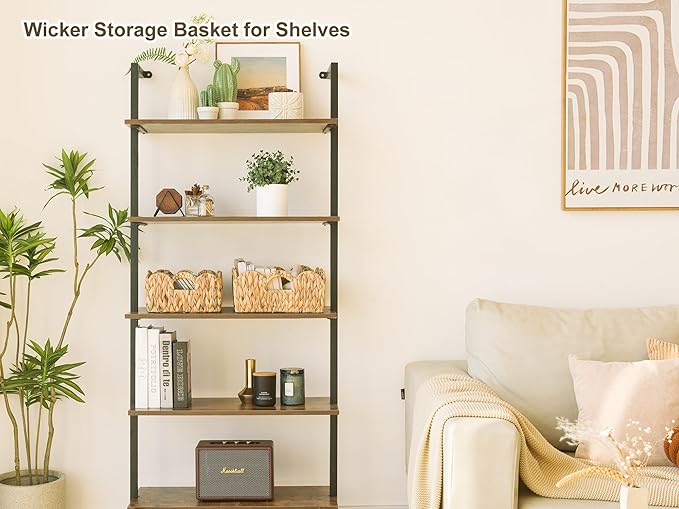 StorageWorks Scalloped Wicker Basket, Woven Baskets for Storage, Rattan Baskets with Handles, Paper Rope Basket for Organizing and Decor, 2 Pack