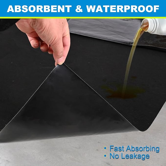 AAIN Oil Spill Mat (29" x 36"), Garage Floor Mat, Absorbent Oil Pad, Premium Maintenance Mat, Waterproof, Protect Garage Surface from Spill & Stain, Reusable, Washable, Durable, Black