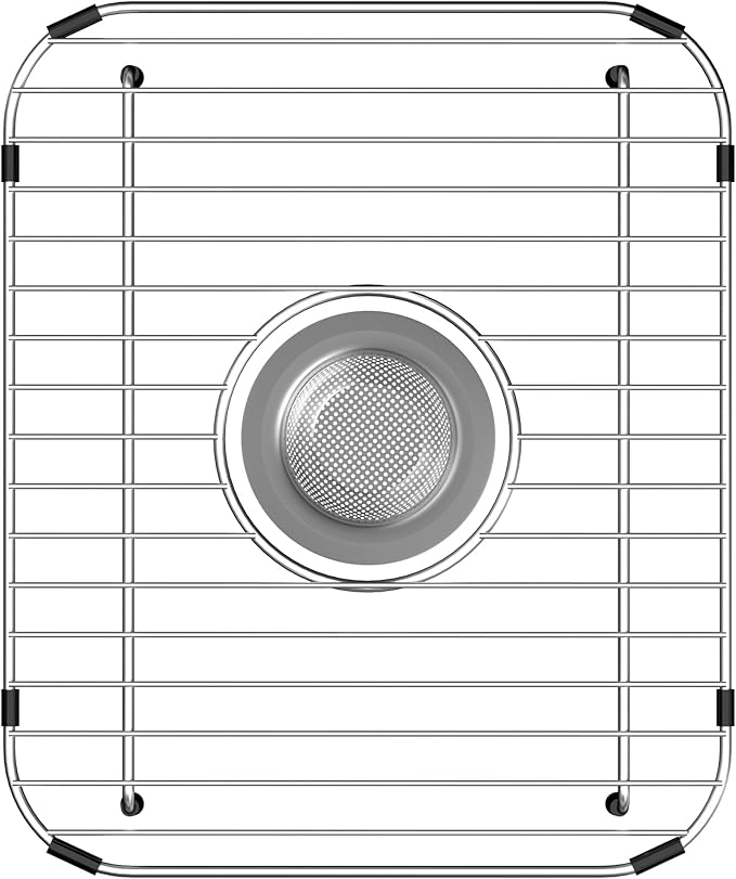 Sink Rack,Sink Protectors for Kitchen Sink,11.5" x 13.8",Stainless Steel Sink Grid for Bottom of Sink,Metal Sink Grate with Strainer,Centered Drain for Single Bowl with Corner Radius,1 pack
