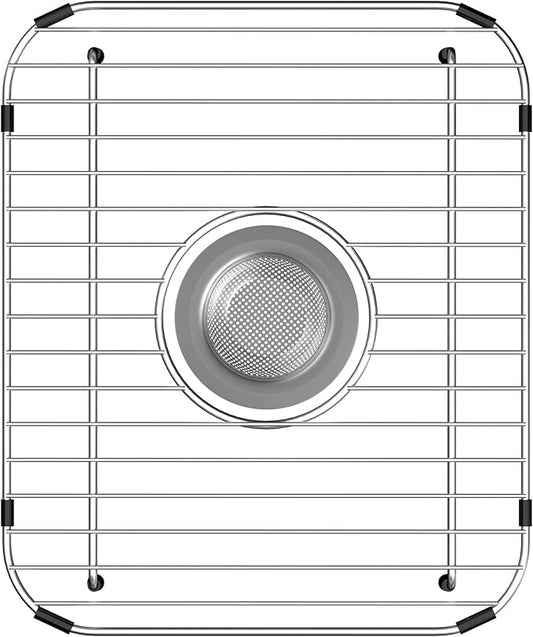 Sink Rack,Sink Protectors for Kitchen Sink,11.5" x 13.8",Stainless Steel Sink Grid for Bottom of Sink,Metal Sink Grate with Strainer,Centered Drain for Single Bowl with Corner Radius,1 pack