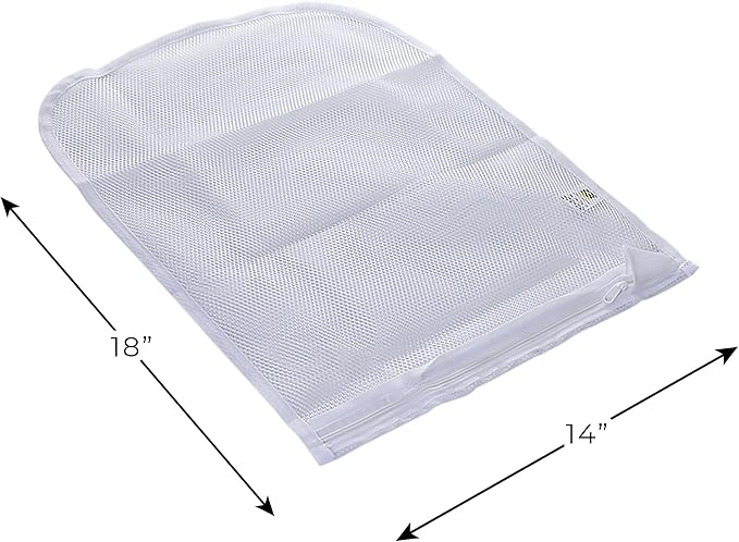 Smart Design Intimate Wash Bag w/ Safety Zipper - Washing Machine Safe - Fine Mesh Nylon Polyester - Bra, Hosiery, Pantyhose, Delicates, Lingerie, Sweater, & Baby Clothes (Set of 3) [White]