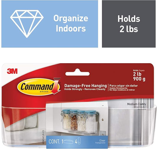 Command Medium Cabinet Organizer, 2-packages, Holds 2 lbs, Decorate Damage-Free, Clear (HOM14CLR-ES)