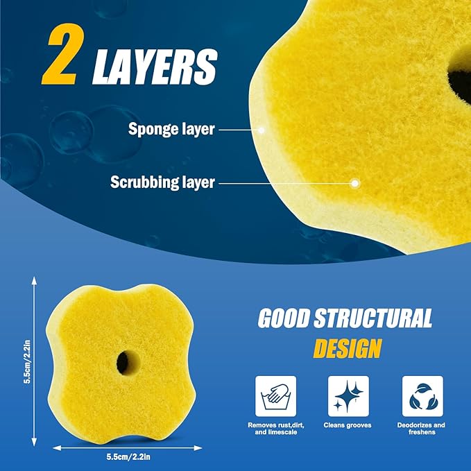 100PCS Toilet Bowl Wand Refills, Replacement Heads for Bathroom Washroom Cleaning Pads, Disposable Toilet Brush Refills Compatible with Household Brushes Scrubbers Cleaning Refill Lemon Fresh