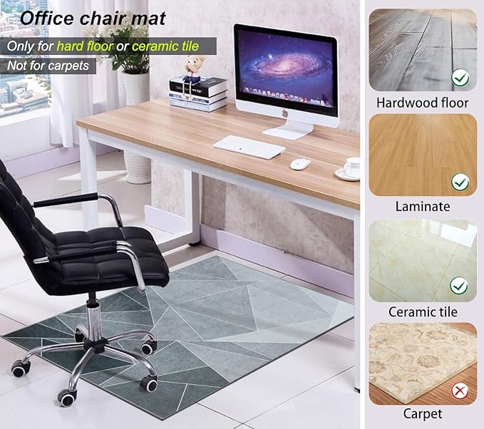 Office Chair Mat for Hardwood Floor & Low-Pile Carpet,36"*48" Highly Premium Quality Protector Floor Mat,Desk Chair Mat - Anti-Slip Carpet Chair Mats for Laminate/Tile Floor Black Grey