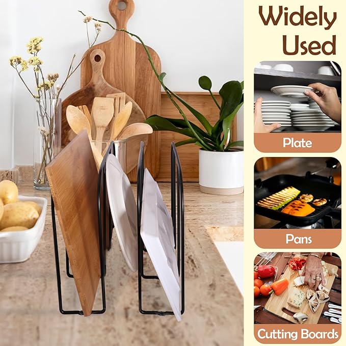 WANGDEFA 2 Pack Base Cabinet Tray Dividers 11.8 * 9 * 3inch Baking Sheet Organizer Rack Cookie Sheet Organizer Narrow U-shaped Wire Tray Divider Steel Cookware Holder with 3 Slots for Narrow cabinet