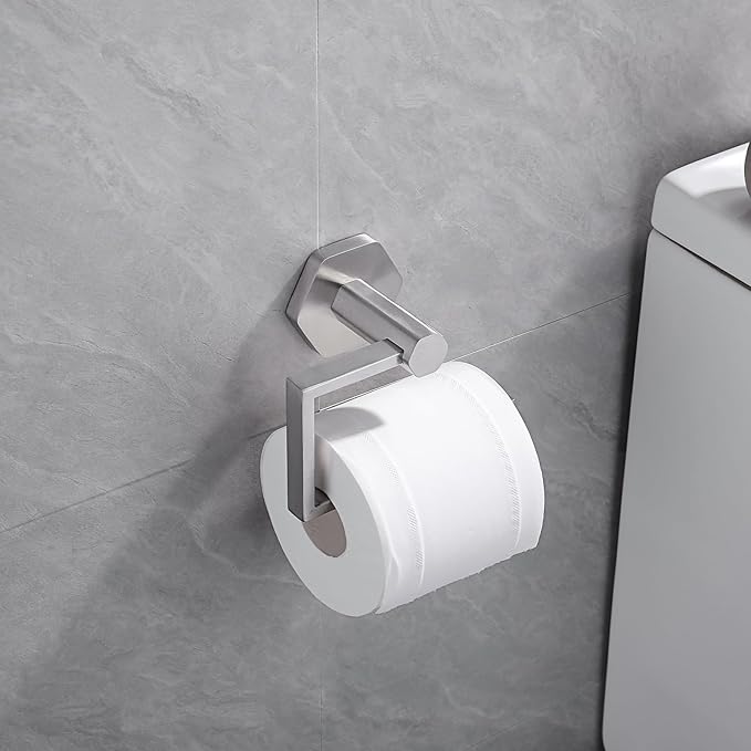 GERZWY SUS 304 Stainless Steel 2 Piece Bathroom Hardware Set Towel Ring and Toilet Paper Holder Wall Mounted, Brushed Finish