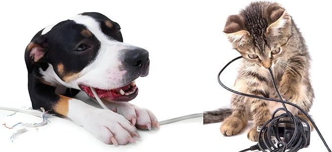 Sleek Socket Original & Patented Pet Proofing Outlet Concealer for Inverted Outlets with Protective Cord Clips, 8-Foot Flat Extension Cord with Multiple Outlets, Safeguard from Chewing Dangerous Cords