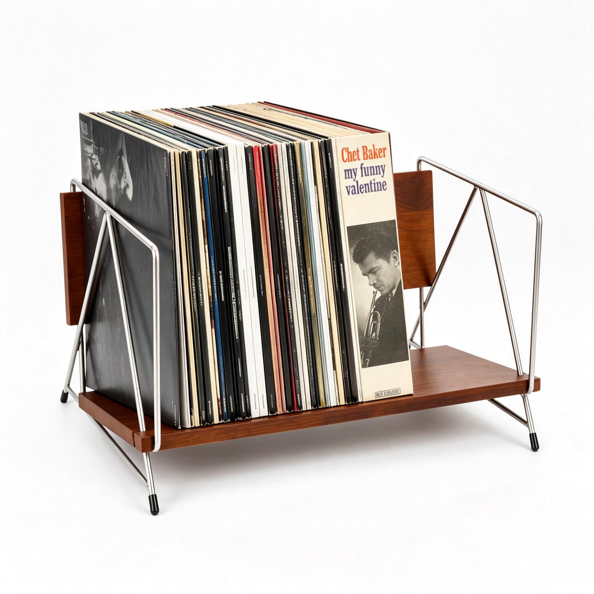Vinyl Record Storage Stand for 80 LPs, Solid Wooden Vinyl - Image 1