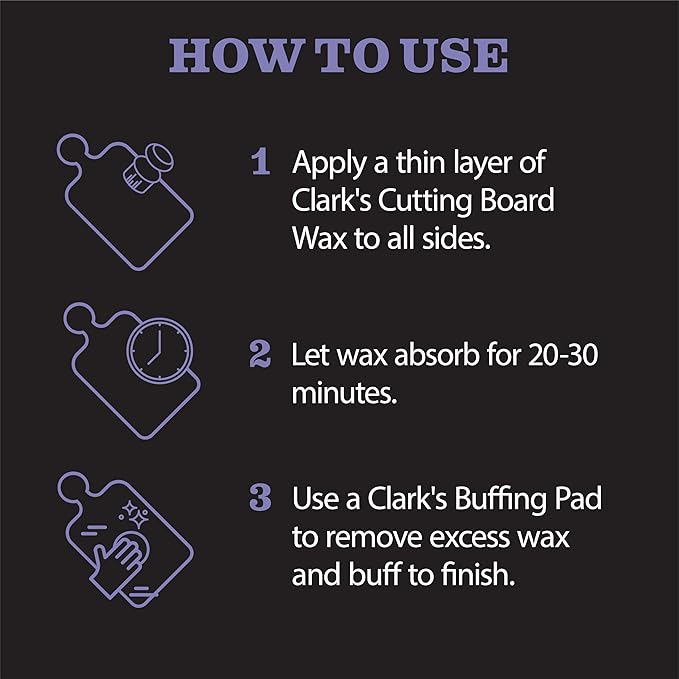 CLARK'S Cutting Board Wax - 2-in-1 Wood Butter & Food Grade Mineral Oil with Beeswax – Butcher Block Conditioner for Cutting Boards – Lavender & Rosemary Essential Oil Scent – Made in USA, 6oz
