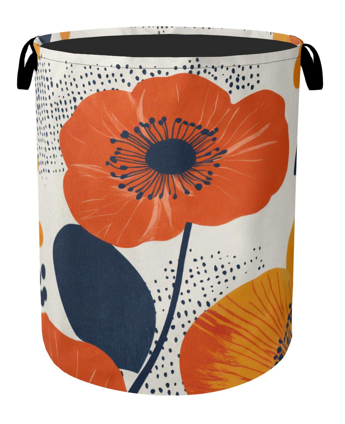 Modern Minimalist Red Flowers Foldable Canvas Laundry - Image 1