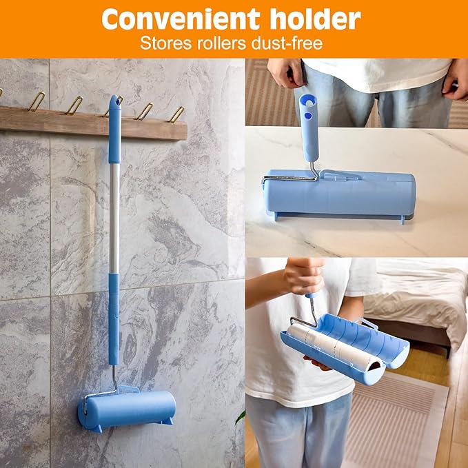 Large Lint Roller for Pet Hair Extra Sticky,10 Years Lifespan,9.45''/6.3" Pet Hair Removal Tool Roller for Dog Cat Hair,450 Sheets/5 Refills,Detachable Telescoping Extension Large Lint Remover