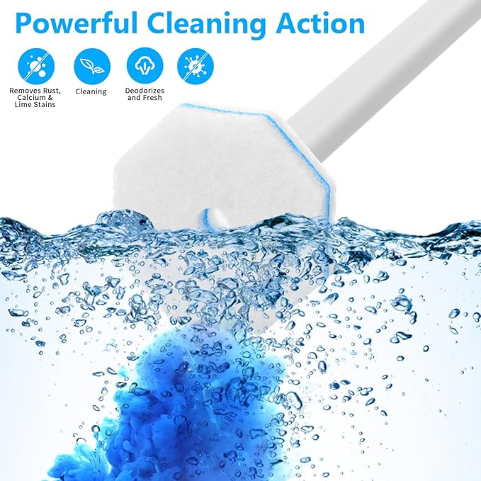 100 Pcs Toilet Wand Refills Disposable Toilet Brush Replacement Heads, Disposable Sponge Refill Heads Household Cleaning Bathroom Cleaners Compatible with Most Toilet Brushes