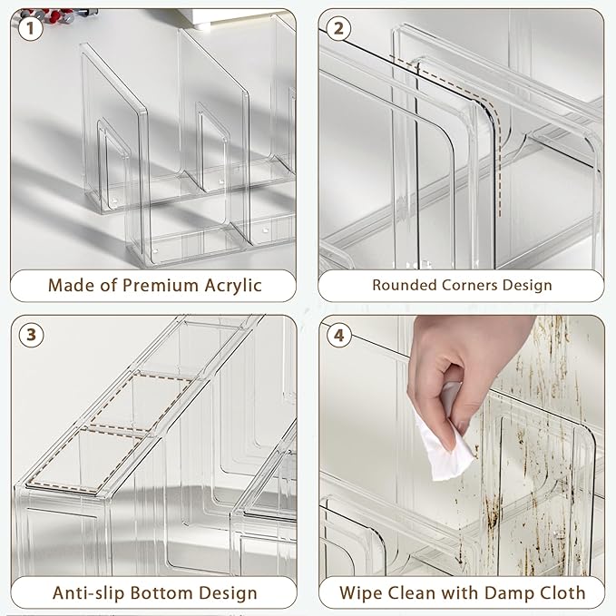 Acrylic Kids Shoe Rack - 4 Pack Clear Shoe Organizer for Toddlers & Children, Space-Saving Nursery Shoe Storage Shelf, Small Baby Shoes Display Rack for Closet/Entryway, for Desk File Book Organizer